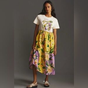 FARM Rio Yellow and Purple Maxi Dress